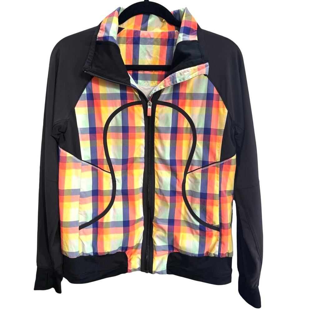 Rare Lululemon SeaWheeze Track Attack Jacket Rainbow Plaid Full Zip Size 4 / 6